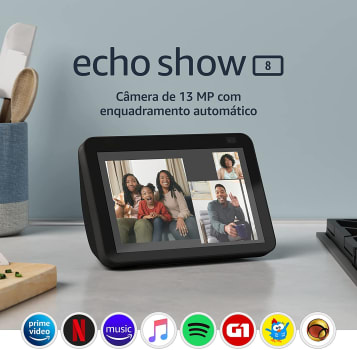 Novo Echo Show 8 (2ª Geração, versão 2021): Smart Display HD de 8" com Alexa e câmera de 13 MP - Cor Preta