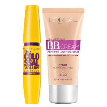 Máscara de Cílios Maybelline Colossal + BB Cream L'Oreál Paris