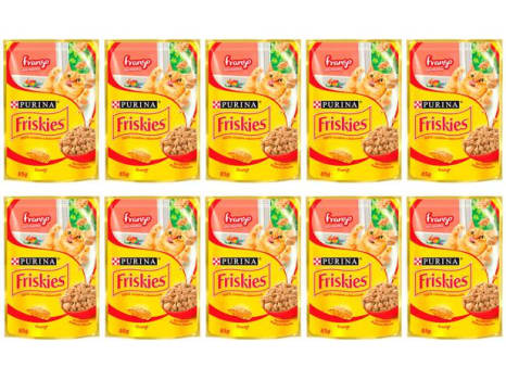 Kit 10 Unidades Ração Úmida para Gato Adulto Sachê - Friskies Frango ao Molho 85g Cada - Magazine Ofertaesperta