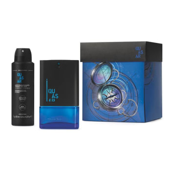 Kit Presente Dia dos Namorados Quasar: Desodorante Colônia 100ml + Antitranspirante Aerossol 75g + Caixa de Presente