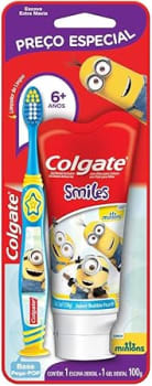 Colgate Escova De Dente + Creme Dental Infantil Smiles 2 Unid Escova De Dente + Creme Dental Minions 100Ml