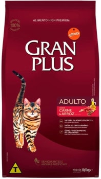 Ração para Gatos Adultos Gran Plus Carne e Arroz 10,1Kg