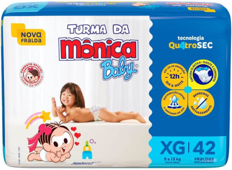 Fralda Turma da Monica Baby Mega XG - 42 Unidades