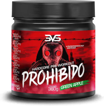 Pré Treino Prohibido Hardcore Pre-Workout, 3VS Nutrition | 2 gr de Beta Alanina | Estimulante para treino | Energia e foco | Explosão de força em seus músculos | Para homens e mulheres