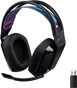 Headset Gamer Sem Fio Logitech G535 LIGHTSPEED com Almofadas com Espuma de Memória, Design Leve, Controles Integrados, Microfone Flip-to-Mute e Bateria Recarregável para PC, PS4, PS5 - Preto