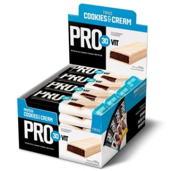 Barra de Proteína Pro30Vit Cookies & Cream - 24 unidades - Trio