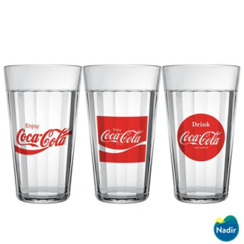 Conjunto de Copos Americano Coca-Cola em Vidro Sodacal 450 ml com 03 Peças - Nadir Figueredo - 3N291002012529_PRD