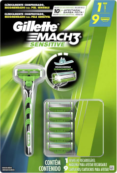 Gillette Aparelho De Barbear Mach3 Sensitive + 9 Cargas