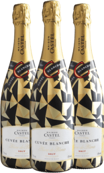 Kit 3 Maison Castel Cuvée Blanche Brut Kaleidoscope por R$54,90 cada garrafa