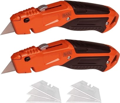 Faca Utilitária Black+Decker Retrátil Lâmina de Troca Rápida Pacote com 2 - BDHT1039495APB