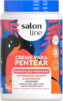 Salon Line, Creme de Pentear, Hidratação Profunda, Definição e Antirressecamento, Vegano - Cabelos Ondulados, Cacheados e Crespos, 1 Kg