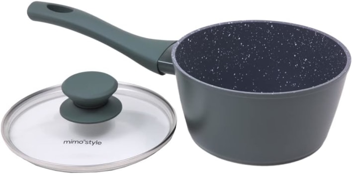 Mimo Style Panela Cook 16cm/1,3L - Estrutura em Alumínio, Revestimento Cerâmico. Alças e Cabos Soft-Touch. Fogão a Gás, Elétrico, Vitrocerâmico (Jade - Verde)