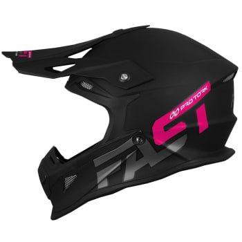 Capacete Pro Tork Cross Fast 788 Solid Tam. 58 Preto/Rosa