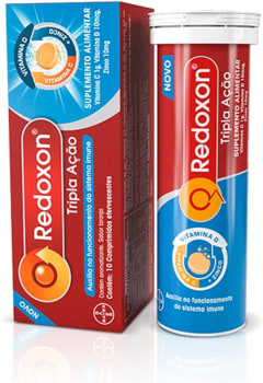 Redoxon Tripla Ação Vitamina C, D e Zinco, Efervescente, Redoxon, 10 Comprimidos Efervescentes