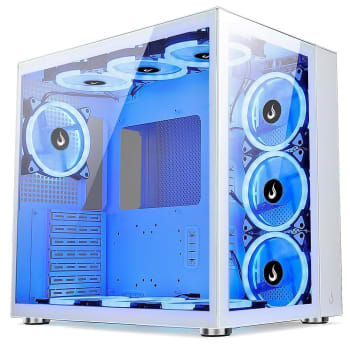 Gabinete Gamer Rise Mode Galaxy Glass Standard, Mid Tower, Lateral e Frontal em Vidro Temperado, Sem Fans, Branco - RM-GA-GGST-FW