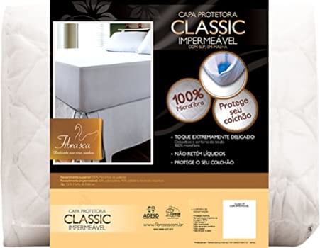 Protetor de colchão impermeável Classic Slip Malha - Casal 1,4x1,9 m - Fibrasca, Branco