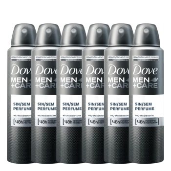 Kit Desodorante Antitranspirante Dove Sem Perfume Masculino Aerosol 150ml com 6 unidades - IncolorKit Desodorante Antitranspirante Dove Sem Perfume Masculino Aerosol 150ml com 6 unidades - Incolor