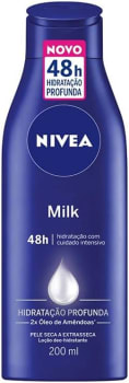 NIVEA Hidratante Corporal Milk Pele Seca - Nutrição intensa para pele seca a extrasseca, com fórmula cremosa que deixa a pele macia, cheirosa e hidratada por 48h - 200ml