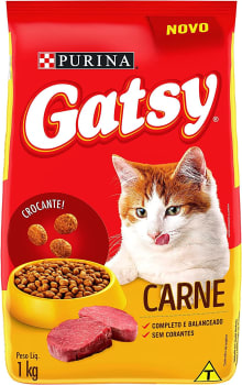 2 Unidades - Purina Ração Gatsy Gatos Adultos Carne 1kg