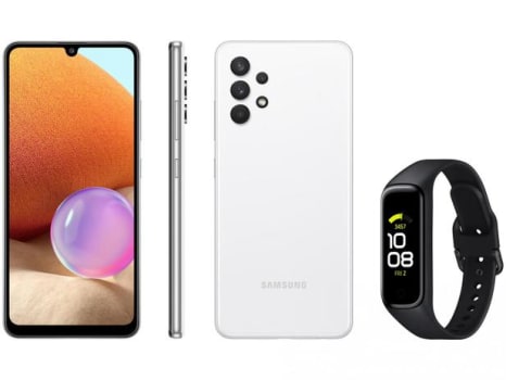Smartphone Samsung Galaxy A32 128GB Branco 4G - 4GB RAM + Smartband Galaxy Fit2 Preto - Magazine Ofertaesperta