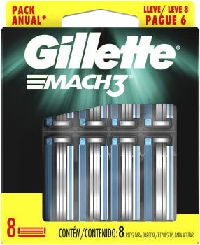 8 Cargas para Aparelho de Barbear Gillette Mach3