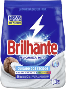 Brilhante Lava-Roupas Delicadeza Total 1,6kg Cuidado dos Tecidos