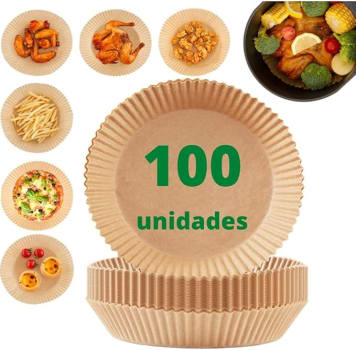 Kit com 100 unidades de papel descartável antiaderente para Air Fryer