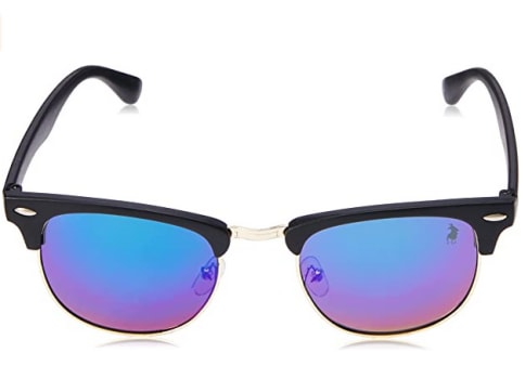  Óculos de Sol Polo London Club lente com Proteção UVA/UVB - Kit acompanha com estojo e flanela, Preto com lente espelhada 
