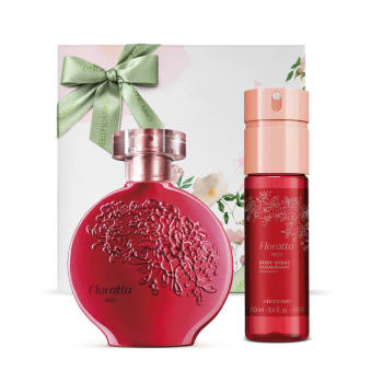 Combo Presente Dia das Mães Floratta Red: Desodorante Colônia 75ml + Body Spray 100ml + Caixa de Presente