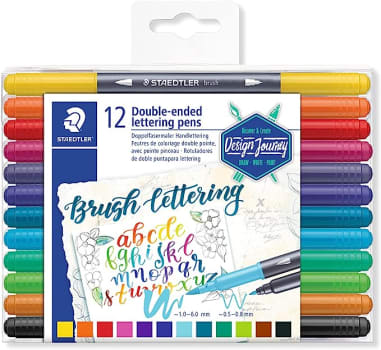 Caneta Ponta Dupla, Staedtler, Brush Lettering, 3004 TB12 02, 12 Cores