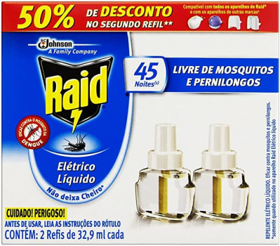 Inseticida Elétrico Líquido Refil Regular 2 Unidades 32.9ml Cada