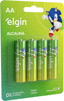 Pilha Alcalina AA Elgin Com 4 Unidades Comum