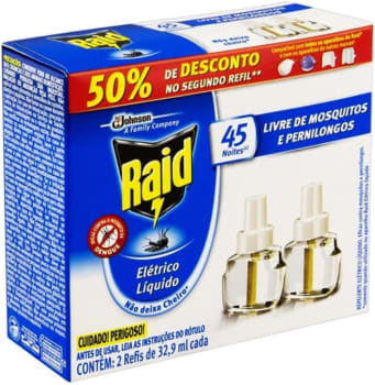 Inseticida Elétrico Líquido Refil Regular 2 Unidades, 32.9 Ml Cada, Raid, 2 Unidades, Pacote De 2