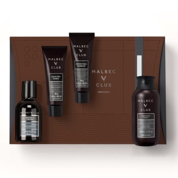 Kit Presente Malbec Club Pós Barba 40g + Creme de Barbear 40g + Sabonete Líquido 75ml + Shampooo 100ml