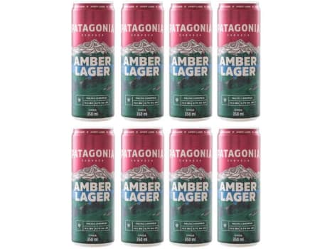 Pack Cerveja Patagonia Amber Lager Nacional 350ml Lata Sleek - 8 Unidades