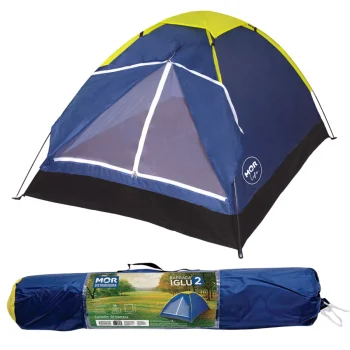 Barraca De Camping 2 Pessoas Verde Impermeável C/ Bolsa Mor Cor Azul