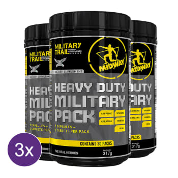 Kit 3x Heavy Duty Military Trail Pack - Pré Treino com cafeína, aminoácidos, vitaminas e minerais