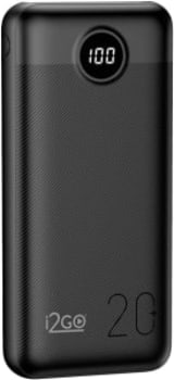 Carregador Portátil (Power Bank) Ultra Rápido 20000mAh Power Delivery 20W 2 Saídas USB + 1 Saída/Entrada USB-C Preto I2GO - I2GO PRO