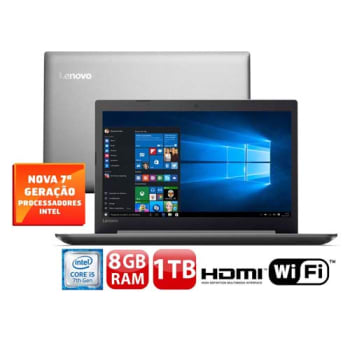 Notebook Lenovo Core i5-7200U 8GB 1TB Tela 15.6” Windows 10 Ideapad 320