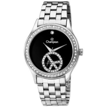 Relógio Feminino Analógico Social Champion Peace, Pulseira de Aço Prata, Caixa de 3,8 cm - CH25785T