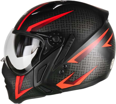  Capacete Aberto Moto Peels Mirage Storm Preto Fosco com Vermelho 58 