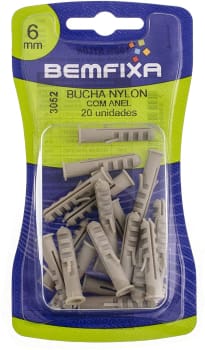 Bucha Com Anel 6 mm - Cartela, Bemfixa 3052