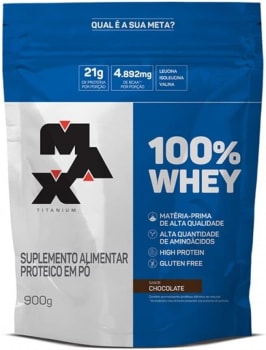 100% Whey Max Titanium 900G Chocolate - Refil