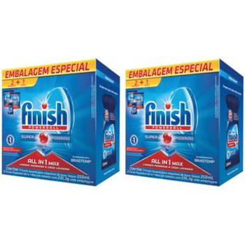 Kit Finish com 4 Caixas de Detergentes para Lava-louças 13 Tabletes cada + 2 Secantes Abrilhantadores 250ml cada