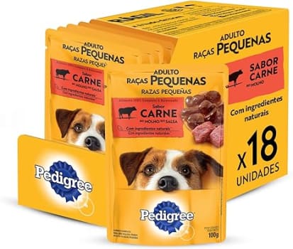Pack Ração Úmida Pedigree Sachê Carne ao Molho para Cães Adultos de Raças Pequenas 100 g - 18 unidades
