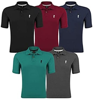 [Diversas cores] Kit 05 Camisetas Gola Polo - Polo Marine