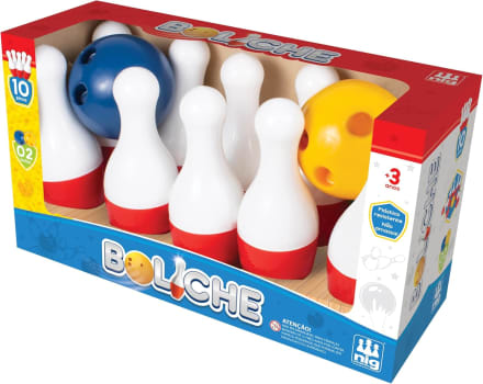 Nig Brinquedos Jogo De Boliche 10 Pinos + 2 Bolas Reforçado