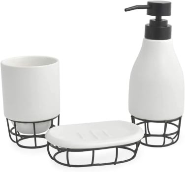 Kit Banheiro Lavabo 3 Peças Aramado Estilo Industrial