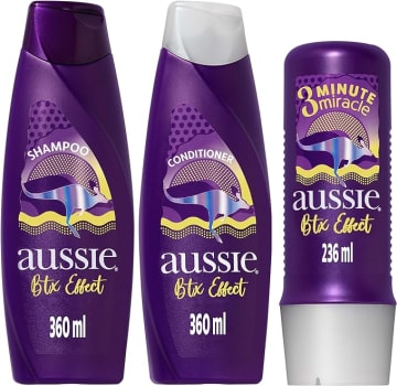 Aussie Kit Btx Effect Fios Nutridos e Alinhados Shampoo 360ml e Condicionador 360ml e 3 Minutos Milagrosos 236ml