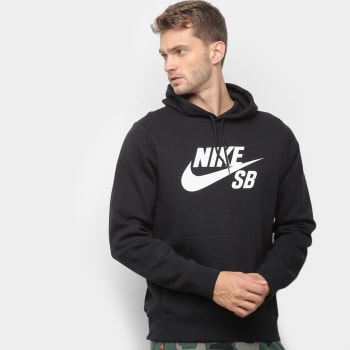 Moletom Nike Icon Pullover Capuz Masculino - Preto e Branco
